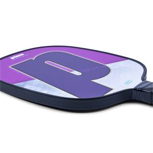 Side view of a purple and white pickleball paddle with a large P graphic and SYNAPSE text.
