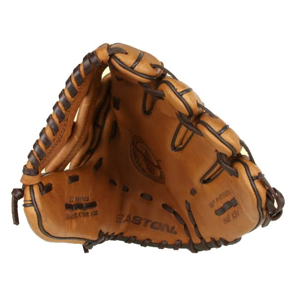 Inside view of a tan Easton baseball glove with EASTON. and NE 131 visible.