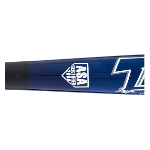 Side view of a blue baseball bat with "ASA CERTIFIED 2004" and "SLUGGER" logos.