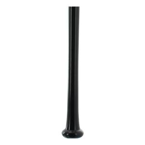Side view of a black baseball bat with a rounded knob and tapered barrel.