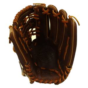 Interior view of a brown baseball glove with tan lacing and a debossed Mizuno logo.