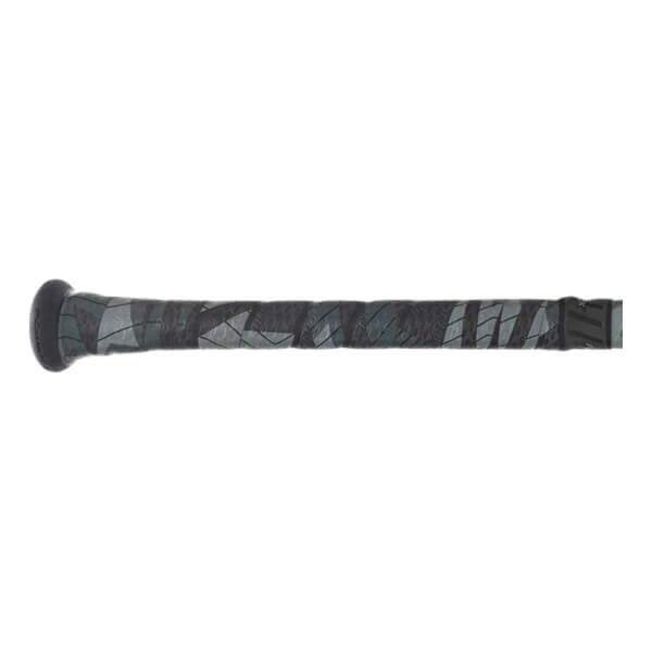 Side close-up of the handle featuring a grey and black camouflage-patterned grip, a black knob embossed with "POWER," and a black band at the top of the grip.