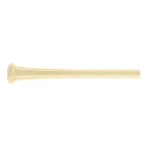 Side view of a light wood baseball bat with a rounded knob and smooth barrel.
