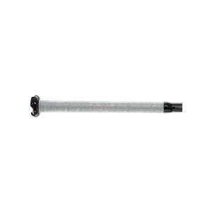 Side view of a white DeMarini CF9 bat with a textured grip and black end cap.