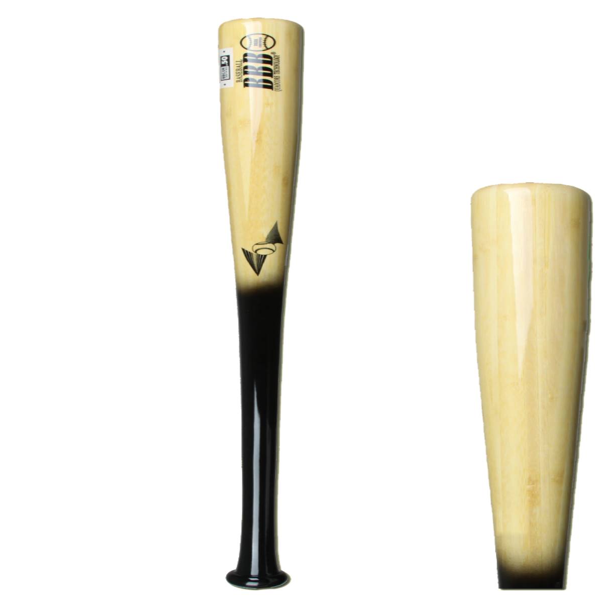 BamBooBat Bamboo Wood Baseball Bat HBBN30D Black/Natural Adult