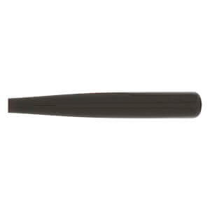 Side view of a dark brown baseball bat with a tapered handle and rounded knob.