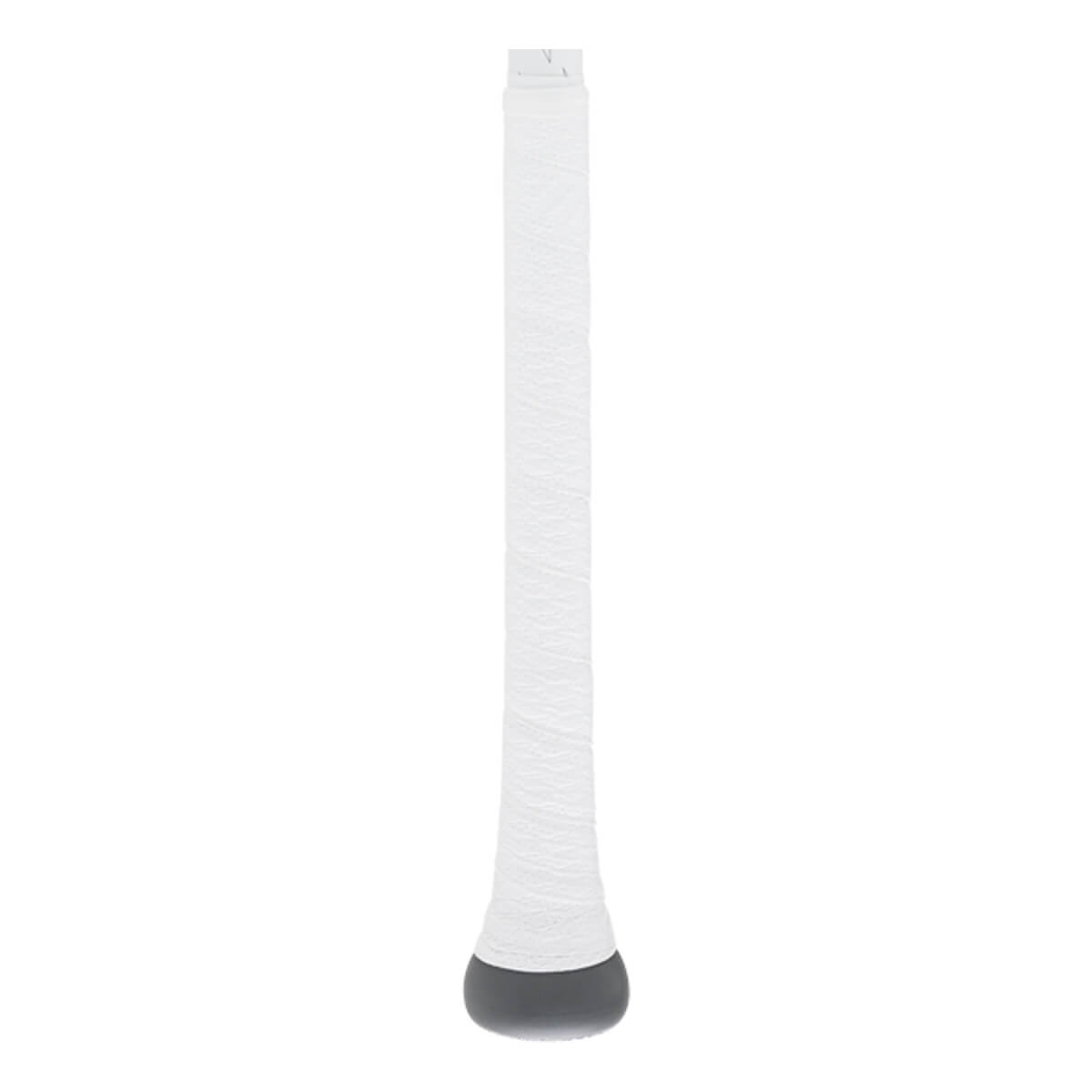 Close-up view of the Marucci CATX2 Smart -5 USSSA Baseball Bat handle featuring white textured grip tape and a dark grey rounded knob at the base.