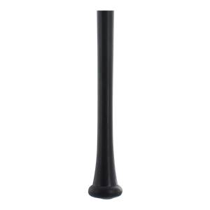 Side view of a black baseball bat with a flared knob.