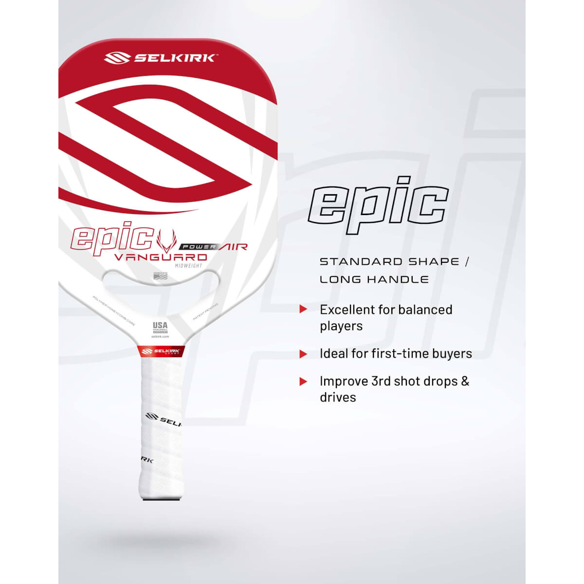 Selkirk VANGUARD Power Air Epic Carbon Fiber Pickleball Paddle: Image #428315