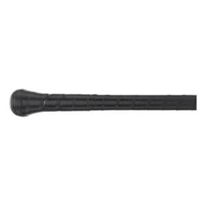 Close-up profile view shows the textured black grip tape and flared knob of the Axe Avenge Pro Flared Handle USSSA Baseball Bat.