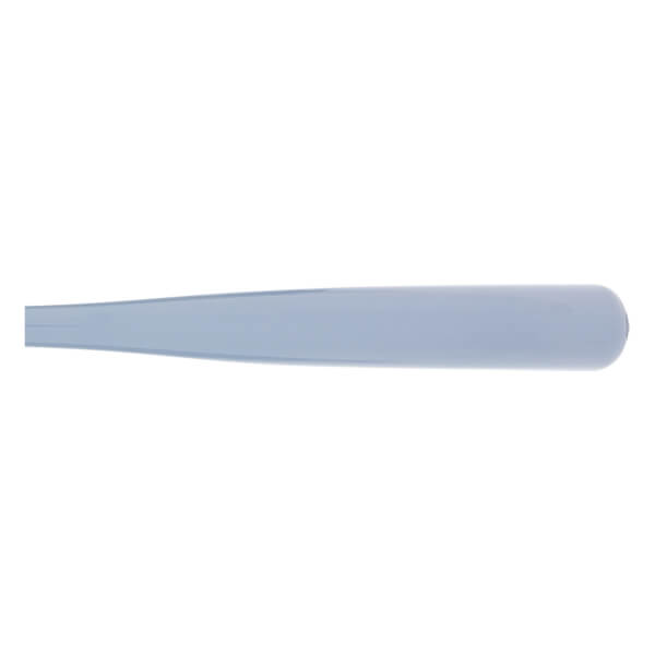 Side view of a light blue baseball bat with a smooth barrel and tapered handle.
