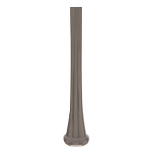 Side view of a gray baseball bat with a fluted knob and a smooth barrel.