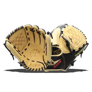 Top-down view of a tan and black All-Star System Seven Series baseball glove with PGP and ALL-STAR branding.
