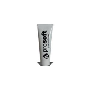 Front view of a white tube with black prosoft and glove conditioner text.