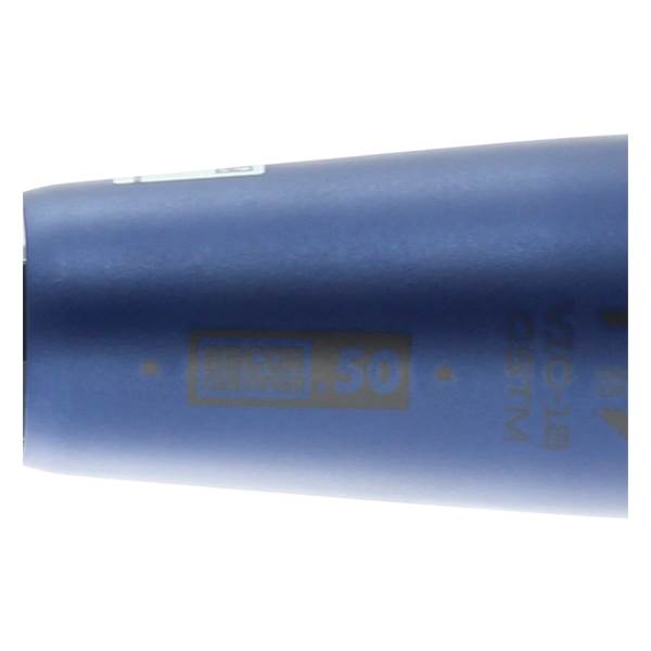 Close-up of a blue baseball bat with PRO 50 and BBCOR text.