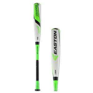 Side view of a white baseball bat with green accents, EASTON branding, and Z-CORE text.