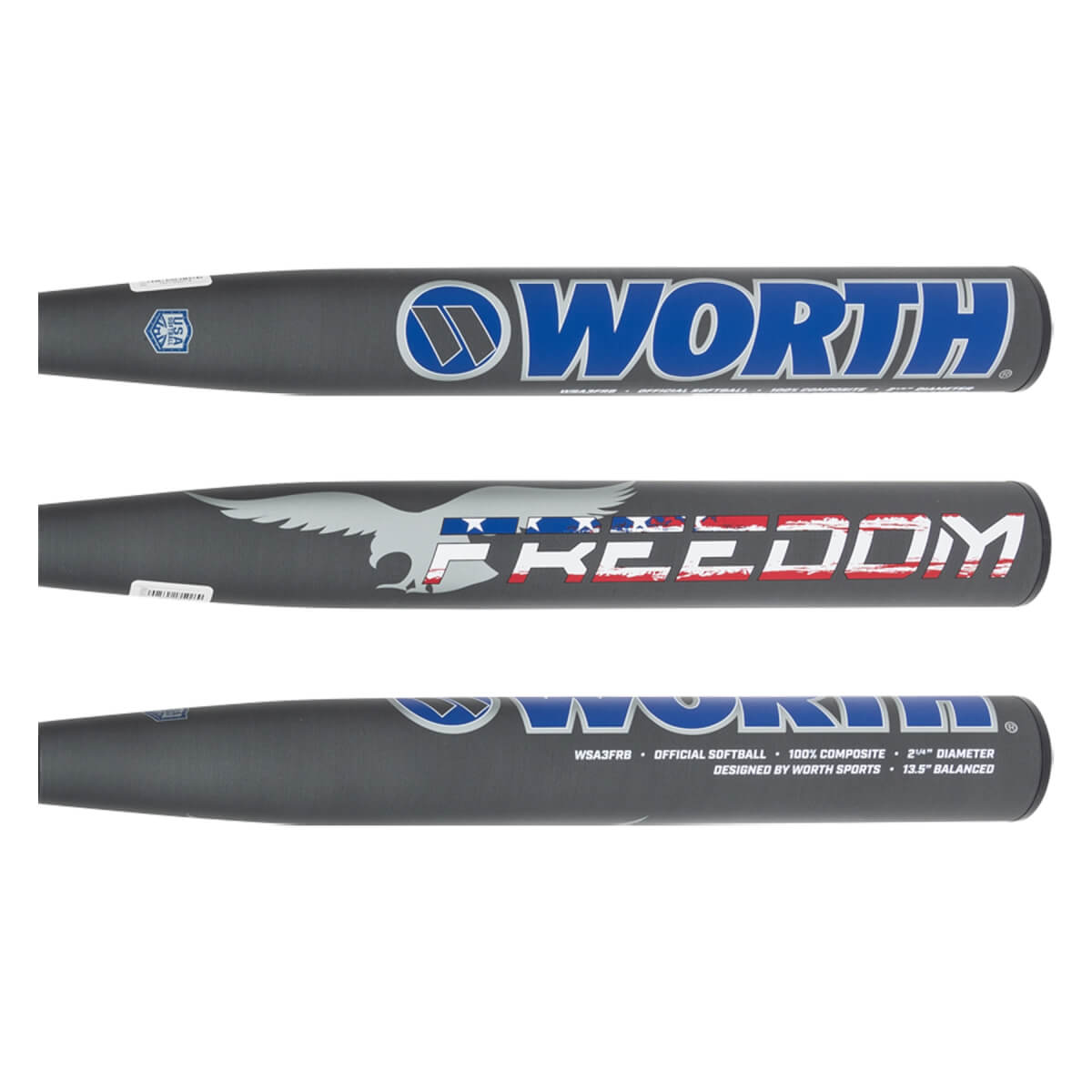 Worth Freedom 13.5" Balanced USA Slow Pitch Softball Bat WSA3FRB