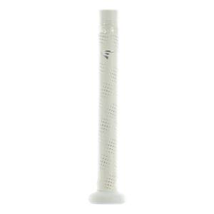 Close-up of a white baseball bat grip with a perforated pattern and Easton logo.