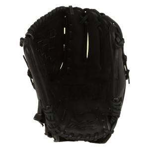 Front view of a black Mizuno MVP Prime Fastpitch Series glove with a deep pocket and lacing detail.