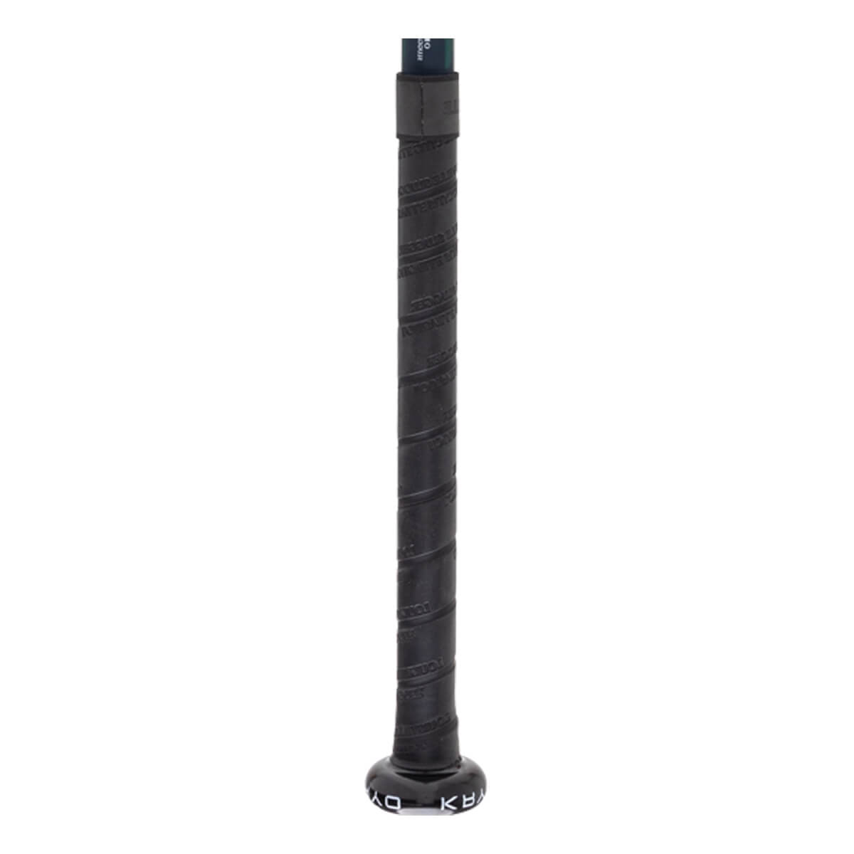 Close-up view of the black textured bat handle grip ending in a black knob featuring the white "KRYO" logo.