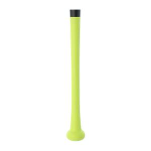 Side view of a lime green baseball bat with a black end cap.