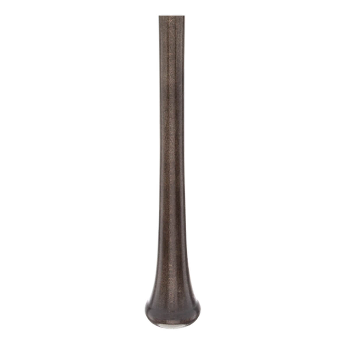 Side view of a dark brown baseball bat with a tapered barrel and a rounded knob.