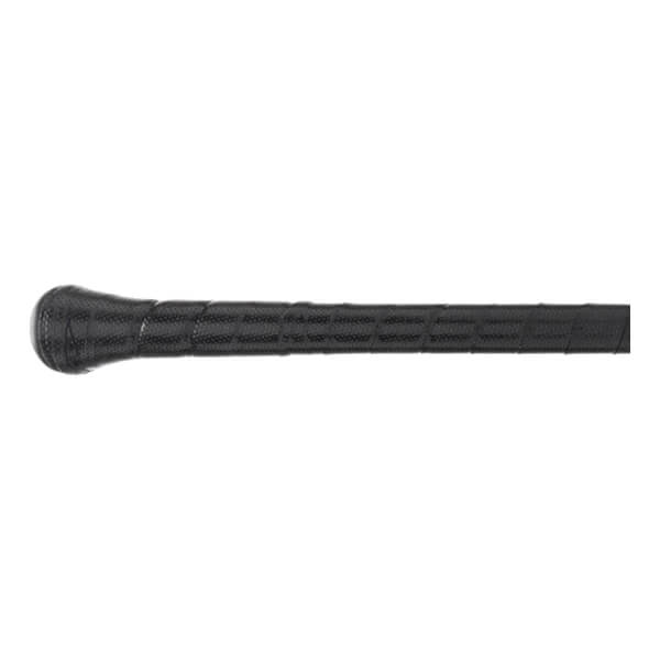 Close-up profile view shows the textured black grip tape and flared knob of the Axe Avenge Pro Flared Handle USSSA Baseball Bat.