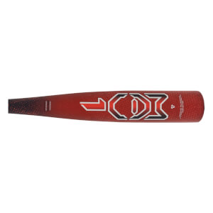 Top-down view of a red baseball bat with a black gradient and white JOK logo.