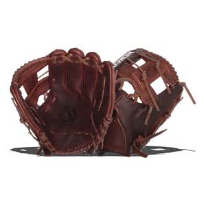 Front view of a brown baseball glove with Nokona branding and a circular logo.