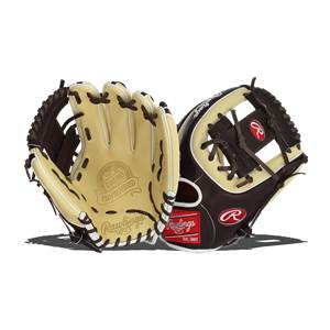 Top-down view of tan and brown baseball gloves with Rawlings branding and PRO PREFERRED text.