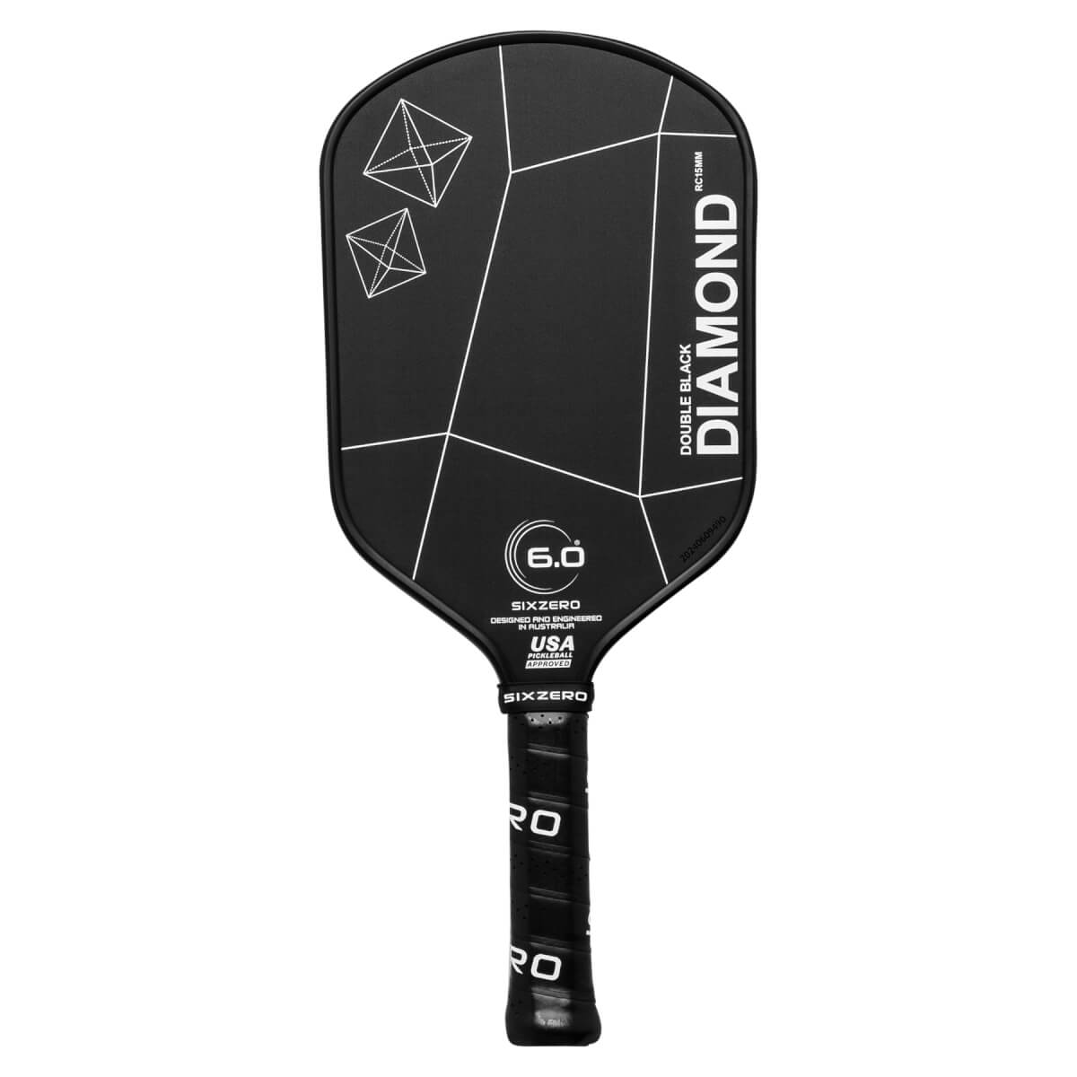 Six Zero Double Black Diamond Elongated 15mm Carbon Fiber Pickleball Paddle: Image #448268