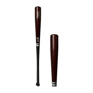 Side view of a dark red baseball bat with black handle and AXE branding.