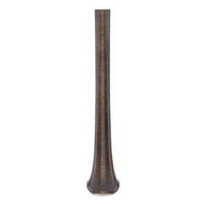 Side view of a dark brown baseball bat with a tapered barrel and a rounded knob.