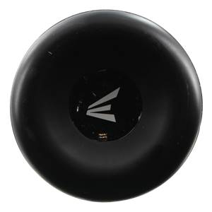 Top-down view of a black baseball bat with a white Easton logo.