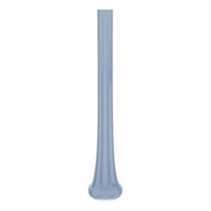 Side view of a light blue baseball bat with a smooth finish and flared knob.