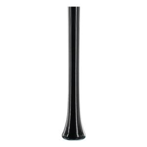 Close-up of the flared knob of a black baseball bat with a glossy finish.