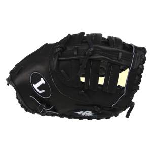 Side view of a black baseball glove with a white L logo and H2 LITE text.