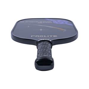 Top-down view of a black pickleball paddle with a textured grip and PROLITE branding.