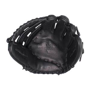 Top-down view of a black baseball glove with BLACKSTONE SERIES and EASTON branding.