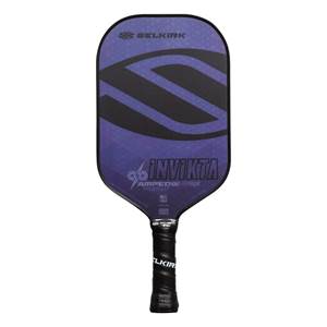 Front view of a purple and black pickleball paddle with Selkirk branding and INV IKTA text.