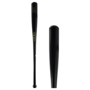 Side view of a black AXE baseball bat with green AXE logo and text.