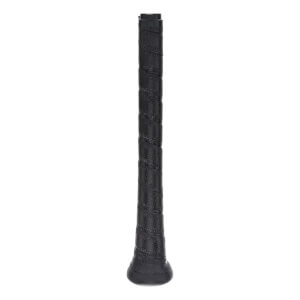 Side view of a black baseball bat grip with a textured spiral pattern.
