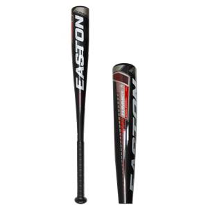 Side view of a black Easton Hammer baseball bat with red and white accents and HAMMER text.