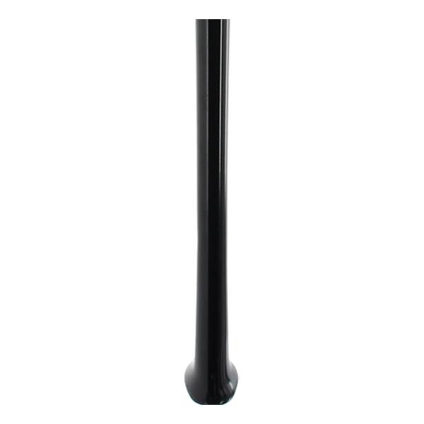 Side view of a black baseball bat with a tapered barrel and rounded knob.