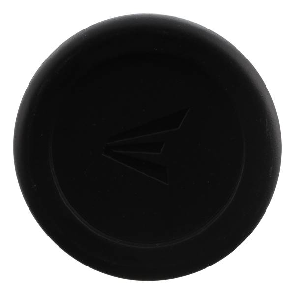 Top-down view of a black bat end cap with the Easton logo.