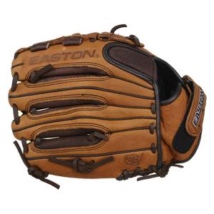 Top-down view of a brown baseball glove with EASTON branding and a U.S.A. flag logo.