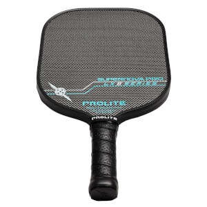 Top-down view of a black pickleball paddle with a textured surface, PROLITE branding, and SUPERNOVA PRO LX II SERIES text.