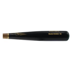 Side view of a black baseball bat with gold Pinnacle Sports logo and Model 858GB 30 text.