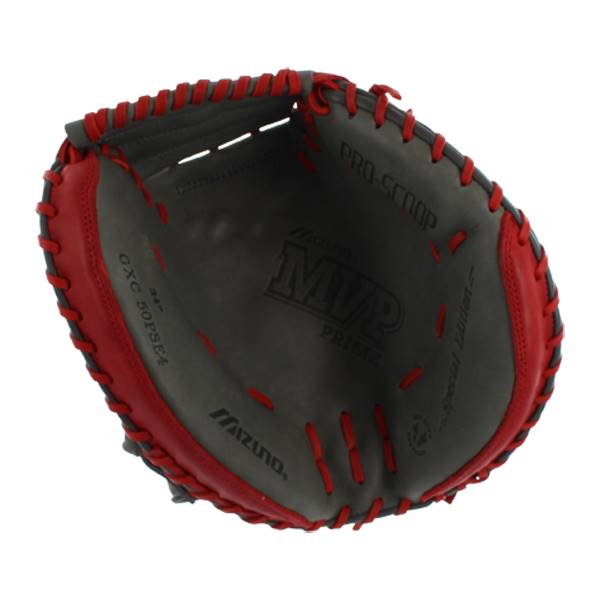 Mizuno MVP Prime SE Catchers Mitt: GXC50PSE4- Smoke/Red: Image #309151