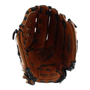 Interior view of a brown youth baseball glove with Power Close and Mizuno branding.